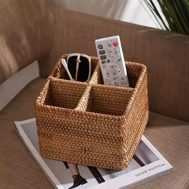Cesta de Armazenamento de Vime em Rattan Feita a Mão