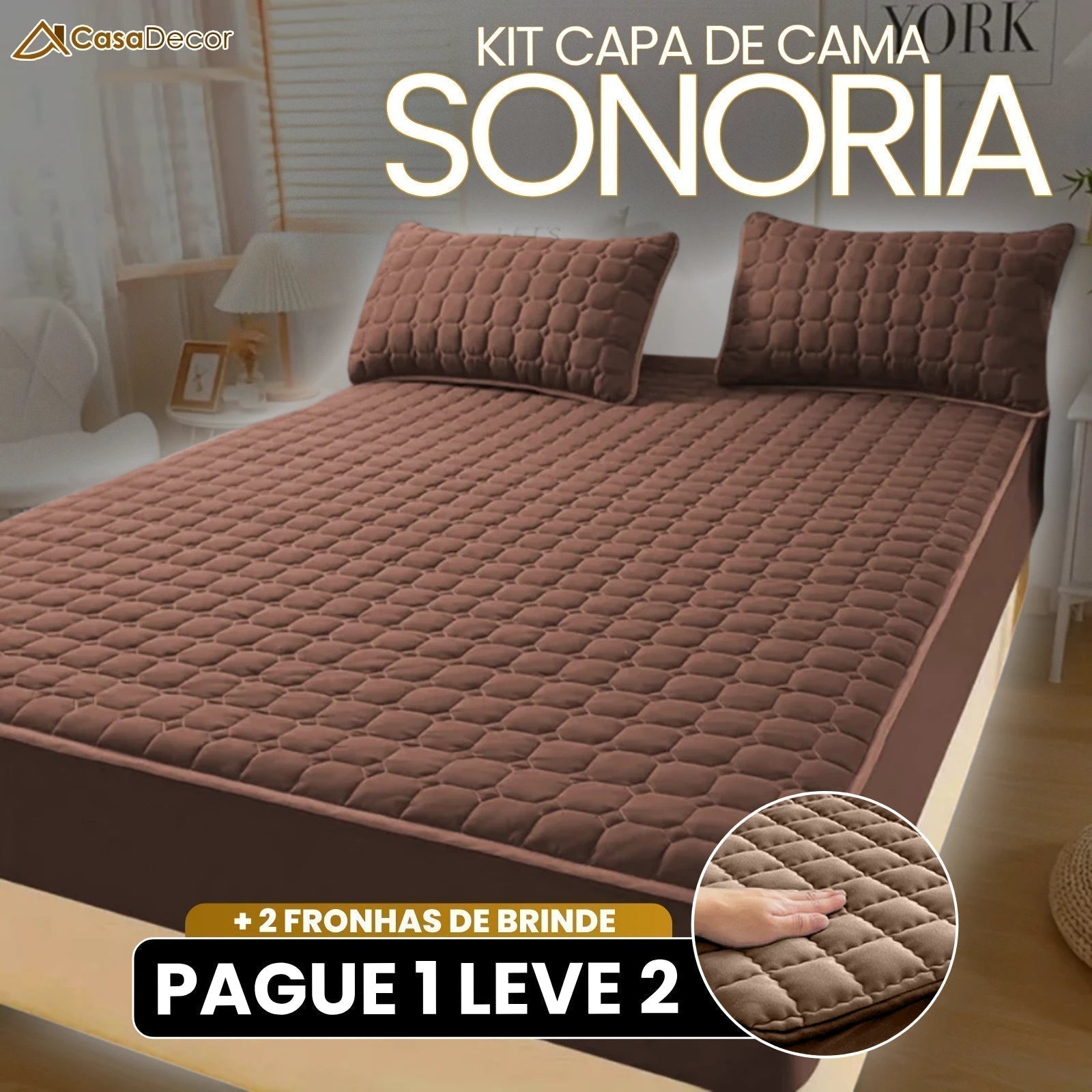 [Pague 1, Leve 2] Capa de Cama Sonoria (Conforto e Aconchego Que Você Merece!) + BRINDE: 2 Fronhas