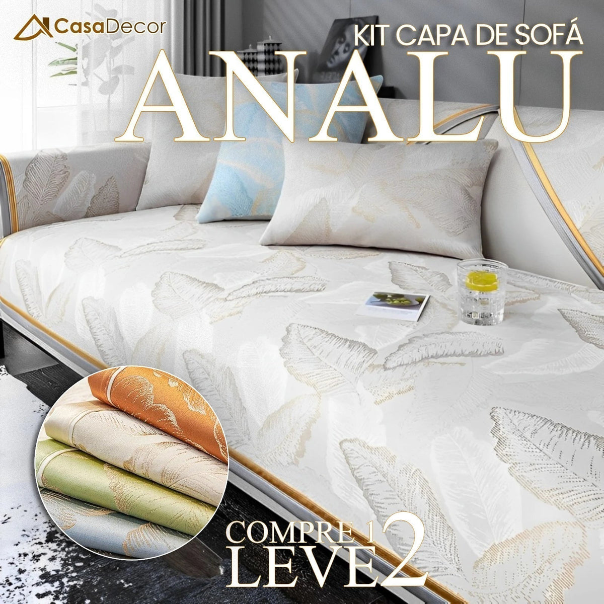 [Pague 1, Leve 2] Capa de Sofá Analu (O Carinho Que Transforma Seu Sofá!) + BRINDE: 2 Almofadas