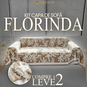 [Pague 1, Leve 2] Capa de Sofá Florinda (O Abraço Floral Que Aconchega Seu Lar!) + BRINDE: 2 Almofadas