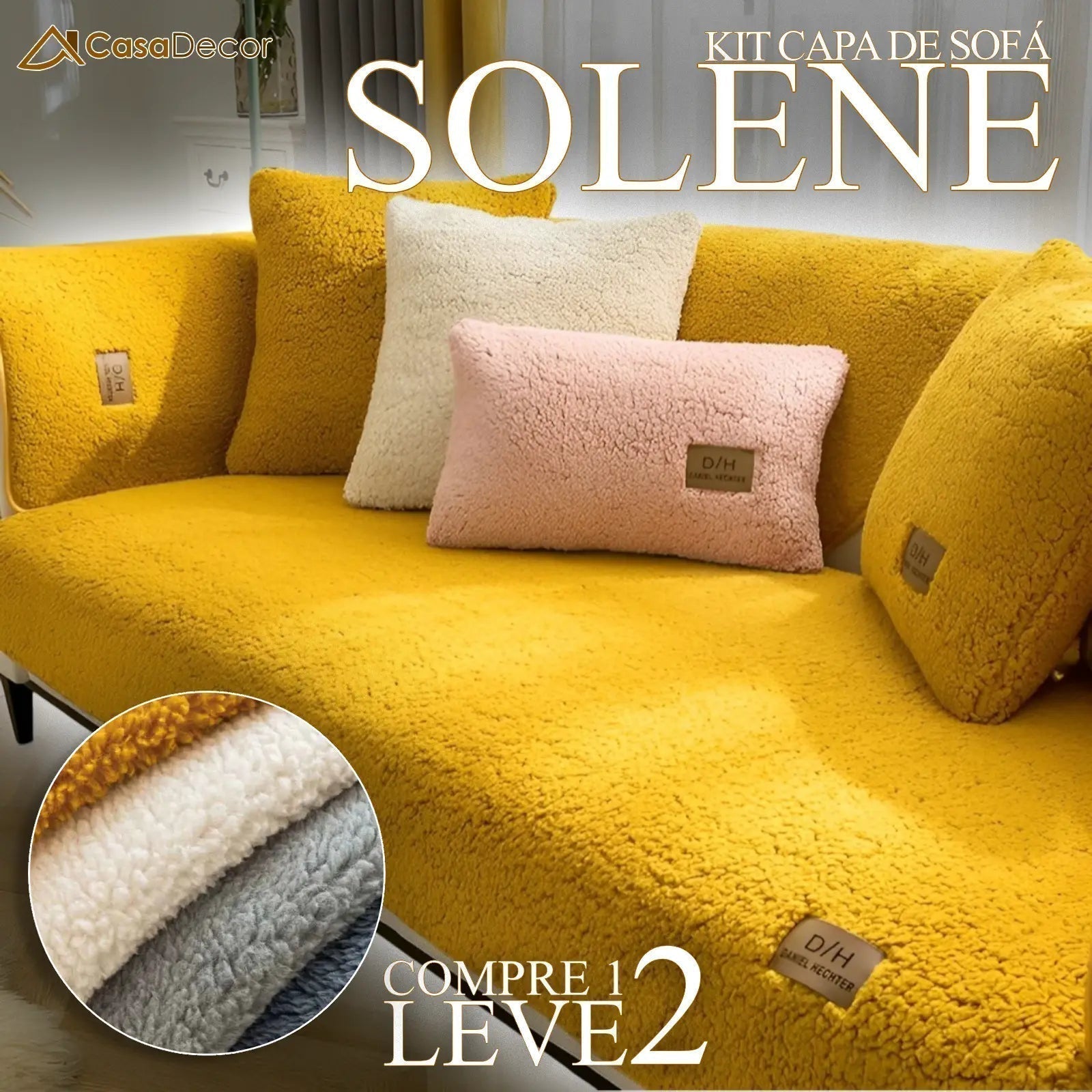 [Pague 1, Leve 2] Capa de Sofá Solene (Elegância e Aconchego em Um Só Toque!) + BRINDE: 2 Almofadas
