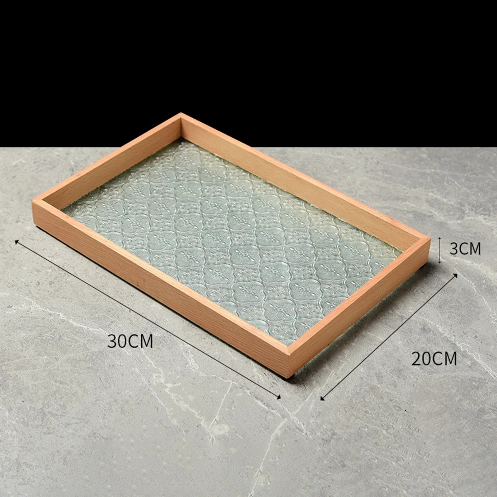 Bandeja de Vidro Organizadora com Base Floral