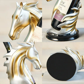 Suporte de Vinho Decorativo Cavalo em Resina de Luxo