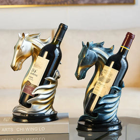 Suporte de Vinho Decorativo Cavalo em Resina de Luxo