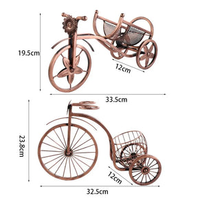 Suporte de Vinho Decorativo Metal Formato Bicicleta Design Retro Cobre