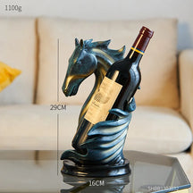 Suporte de Vinho Decorativo Cavalo em Resina de Luxo