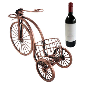 Suporte de Vinho Decorativo Metal Formato Bicicleta Design Retro Cobre