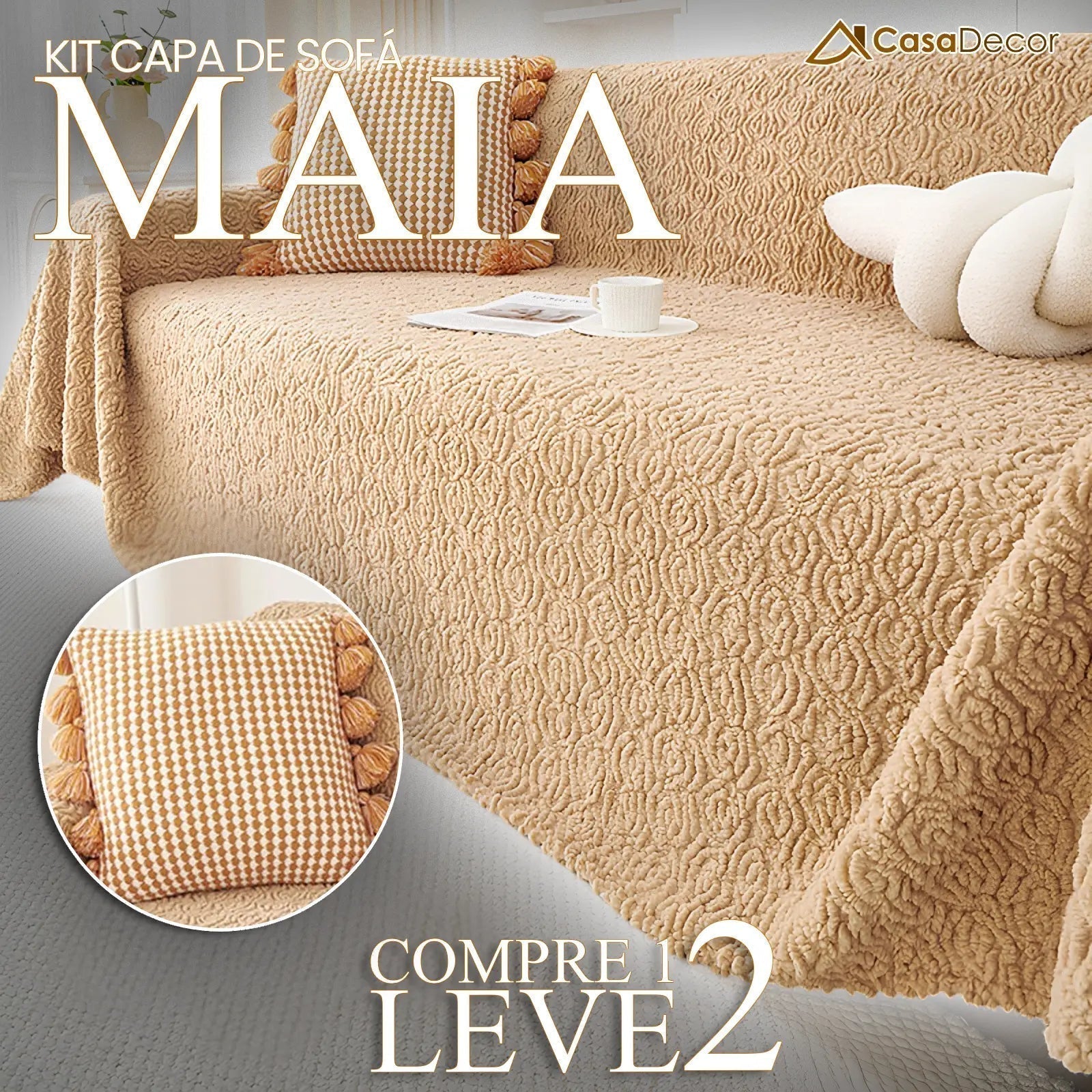 [Pague 1, Leve 2] Capa de Sofá Maia (Um Toque de Amor Para Seu Sofá!) + BRINDE: 2 Fronhas