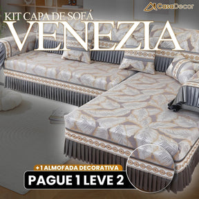[Pague 1, Leve 2] Capa de Sofá Venezia (Toque de Charme Italiano pra Sua Sala!) + BRINDE: 2 Almofadas